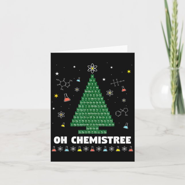 Tarjeta Oh Chemistree Periodic Table Chemistry Christmas T (Anverso)