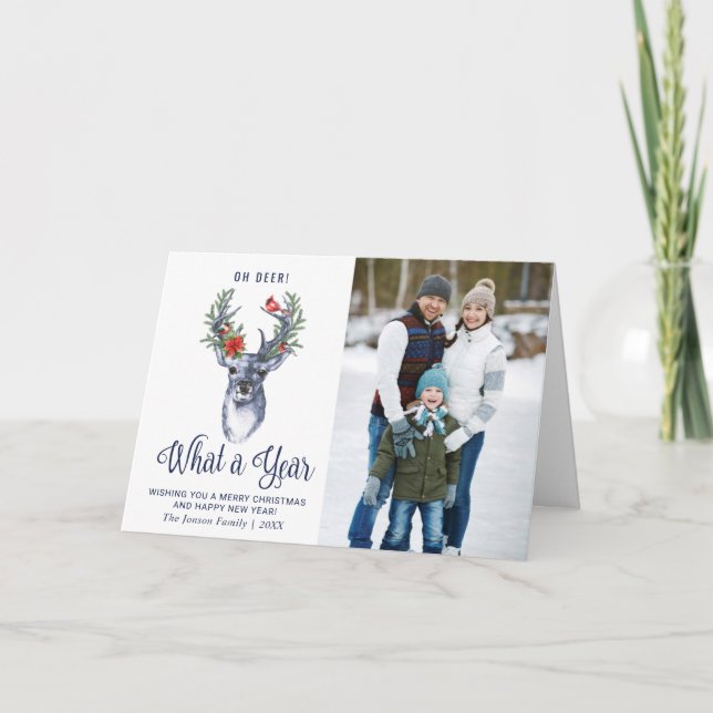 Tarjeta Oh ciervo qué año Feliz Navidad 2 FOTO (Anverso)