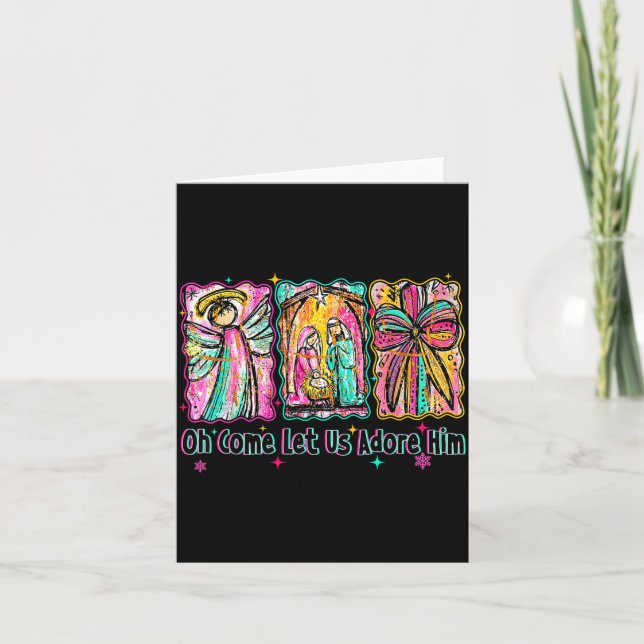 Tarjeta Oh Come Let Us Adore Him Christian Christmas Coque (Anverso)