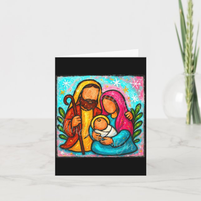 Tarjeta Oh Come Let Us Adore Him Jesus Nativity Scene Chri (Anverso)