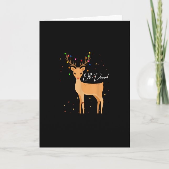 Tarjeta Oh Deer Christmas Light PajamaFolded Greeting Card (Anverso)