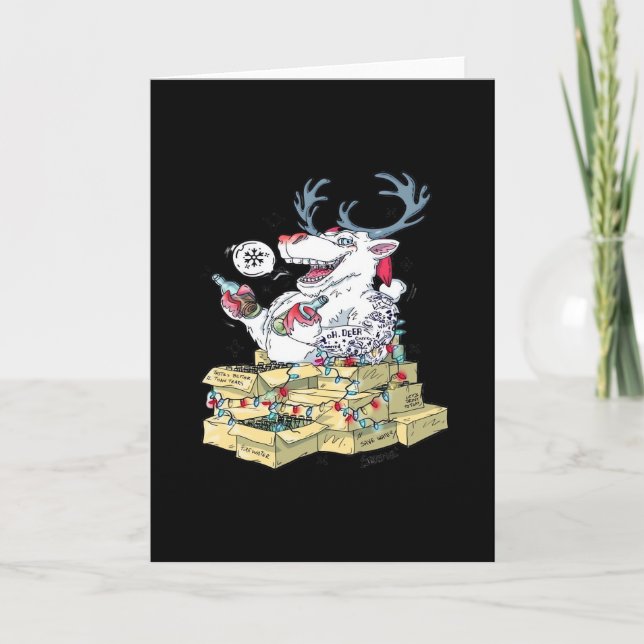 Tarjeta Oh Deer Drunk Reindeer CelebraFolded Greeting Card (Anverso)
