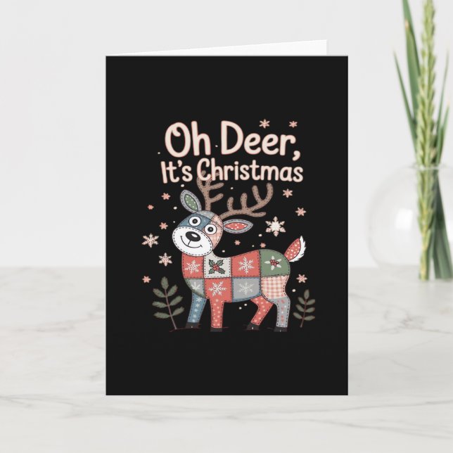 Tarjeta Oh Deer Its Christmas MiniaturFolded Greeting Card (Anverso)