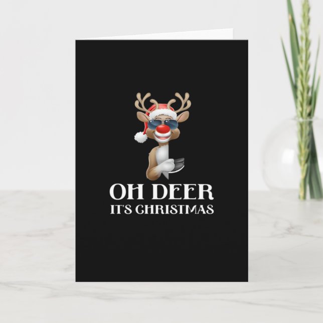 Tarjeta Oh Deer Its Christmas Reindeer Style (Anverso)
