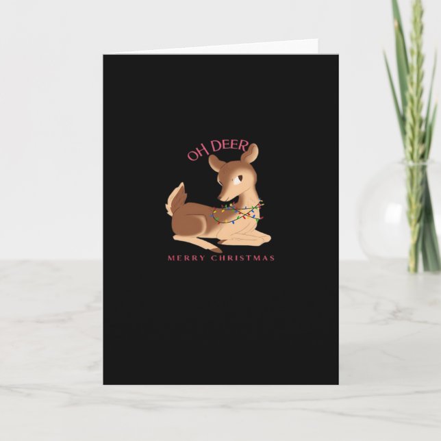 Tarjeta Oh Deer Navidad Diseño Moderno (Anverso)