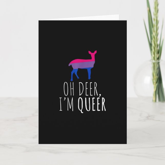 Tarjeta Oh Deer Queer Bisexual Pride GFolded Greeting Card (Anverso)