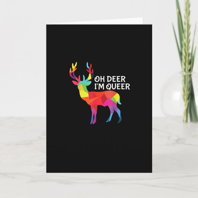 Tarjeta Oh Deer Queer Funny Pun LGBT Pride Design (Anverso)