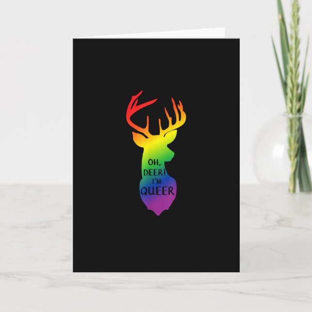 Tarjeta Oh Deer Queer Pride Celebration Funny LGBT Gift (Anverso)