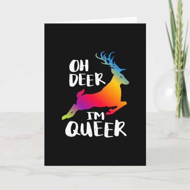 Tarjeta Oh Deer Queer Pride Minimal ArFolded Greeting Card (Anverso)