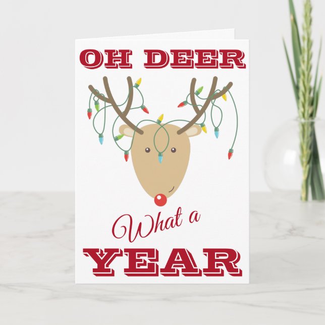 Tarjeta "Oh Deer What A Year", Navidades divertidos de 202 (Anverso)