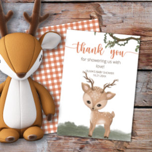 Tarjeta Oh Deer Woodland baby ducha gracias