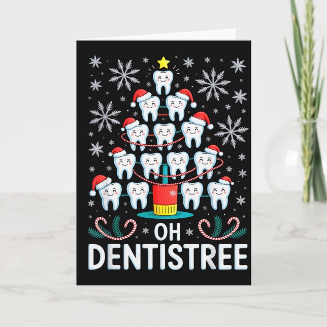 Tarjeta Oh Dentistree - Funny Christmas Tree Dental Hygien (Anverso)