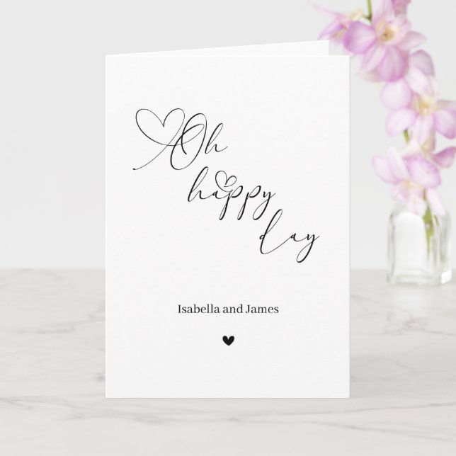 Tarjeta Oh Happy Day Heart Embellished Wedding  (Orquídea)