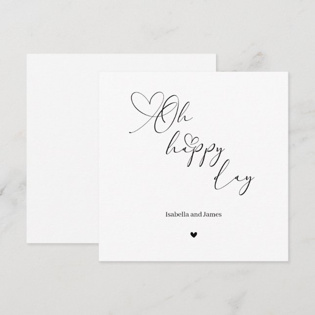 Tarjeta Oh Happy Day Heart Embellished Wedding  (Anverso / Reverso)