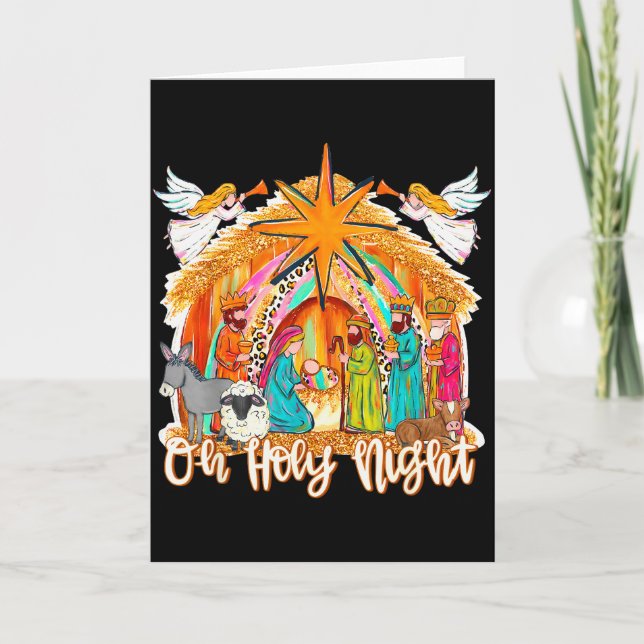 Tarjeta Oh Holy Night Christian Jesus Holiday Christmas Pa (Anverso)