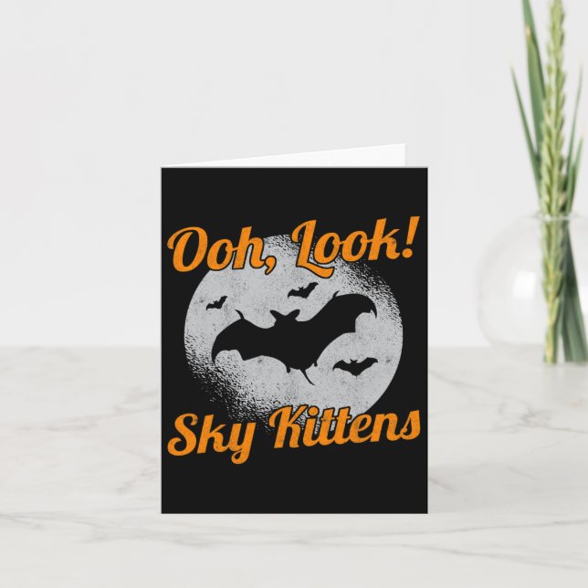 Tarjeta Oh Look Sky Kittens Bat Halloween Bats (Anverso)