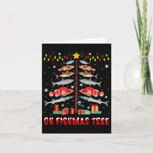 Tarjeta Oh Navidades pescadores pescadores de Fishmas Tree