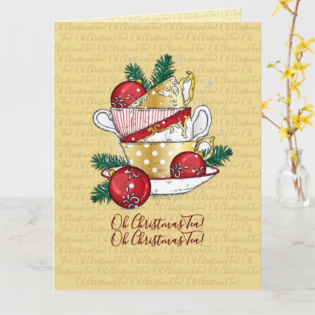 Tarjeta ¡Oh Navidades Tea! (flor amarilla)