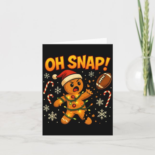 Tarjeta Oh Snap Funny Gingerbread Football Christmas Light (Anverso)