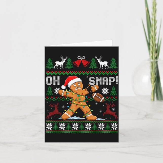 Tarjeta Oh Snap Funny Gingerbread Man Football Christmas P (Anverso)