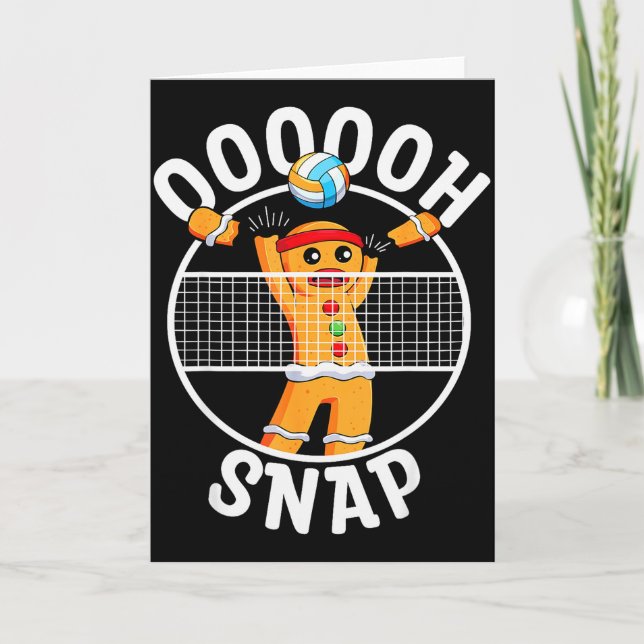 Tarjeta Oh Snap Gingerbread Man Blocker Christmas Volleyba (Anverso)