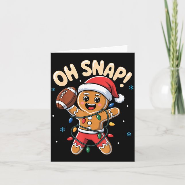 Tarjeta Oh Snap Gingerbread Man Christmas Football Kids Bo (Anverso)