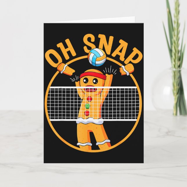 Tarjeta Oh Snap Gingerbread Man Christmas Volleyball  (Anverso)