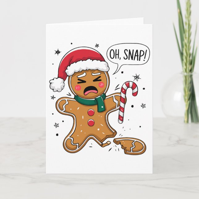 Tarjeta Oh Snap Gingerbread Man Cute Christmas Cookie King (Anverso)