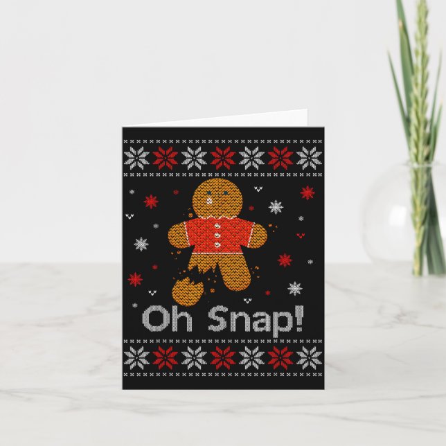 Tarjeta Oh Snap Gingerbread Man Cute Christmas Cookie Ugly (Anverso)