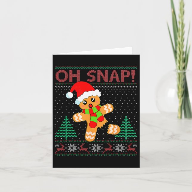 Tarjeta Oh Snap Gingerbread Man Feliz Navidad Pajam (Anverso)