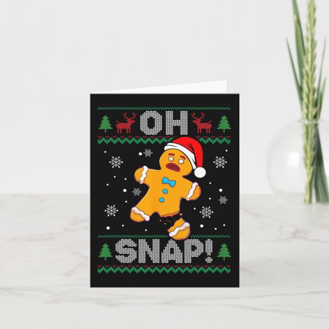 Tarjeta Oh Snap Gingerbread Man Navidades Fun Cookie Feo (Anverso)