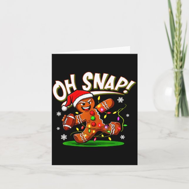 Tarjeta Oh Snap Gingerbread Man Santa Football Funny Chris (Anverso)