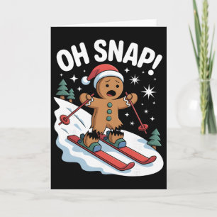 Tarjeta Oh Snap Hombre de Jengibre Esquiador Navidad Esquí
