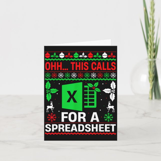 Tarjeta Oh This Calls For A Spreadsheet Christmas Sweater  (Anverso)
