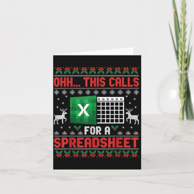 Tarjeta Oh This Calls For A Spreadsheet Christmas Sweater  (Anverso)