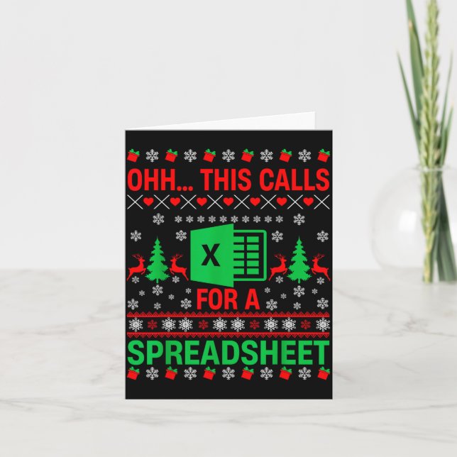 Tarjeta Oh This Calls For A Spreadsheet Christmas Sweater  (Anverso)