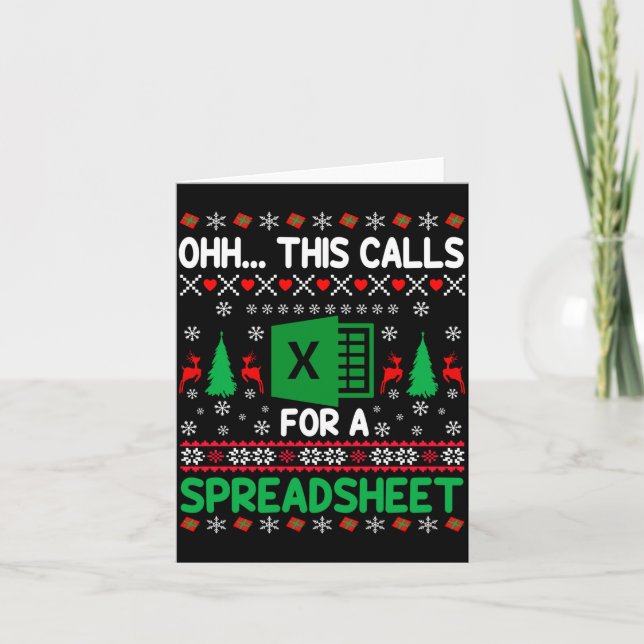 Tarjeta Oh This Calls For A Spreadsheet Christmas Sweater  (Anverso)