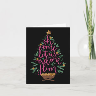 Tarjeta Oh Ven, déjanos Adorarle a Jesús Navidades cristia