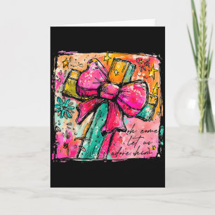 Tarjeta Oh Venid Adoremosle Cruz de Fe Cristiana