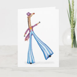 Tarjeta Oh what a circus! giraffe on stilts card