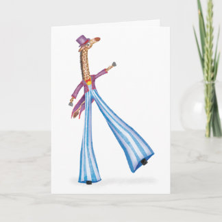 Tarjeta Oh what a circus! giraffe on stilts card
