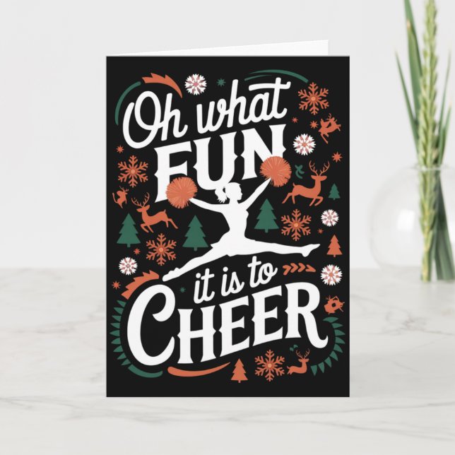 Tarjeta Oh What Fun It Is To Cheer Ugly Cheerleading Xmas  (Anverso)