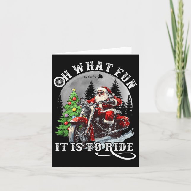 Tarjeta Oh What Fun It Is To Ride Funny Motorcycle Christm (Anverso)