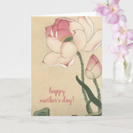 Tarjeta Ohara Koson, Pink Lotus, Día de la Madre del Arte