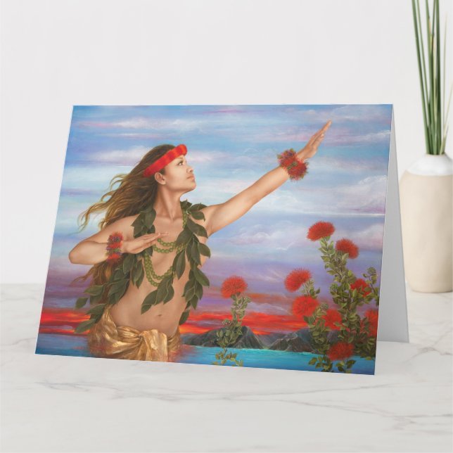 Tarjeta "Ohia y Lehua" por el artista Lorri Higgins. (Anverso)