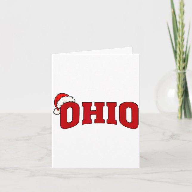 Tarjeta Ohio Christmas Santa Hat Retro Throwback Souvenir  (Anverso)
