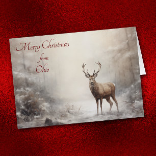 Tarjeta Ohio para Navidades de venados forestales