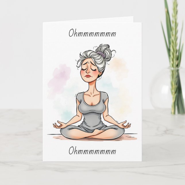 Tarjeta Ohm, mujer haciendo yoga | Mundo loco (Anverso)