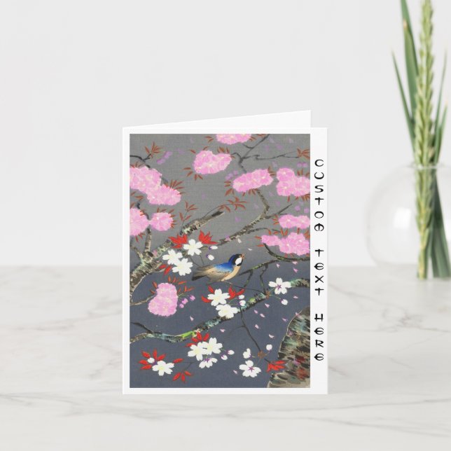 Tarjeta Ohno Bakufu Cherry Blossoms bluebird shanga (Anverso)