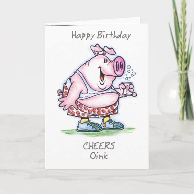 Tarjeta "oink" Feliz cumpleaños (Anverso)